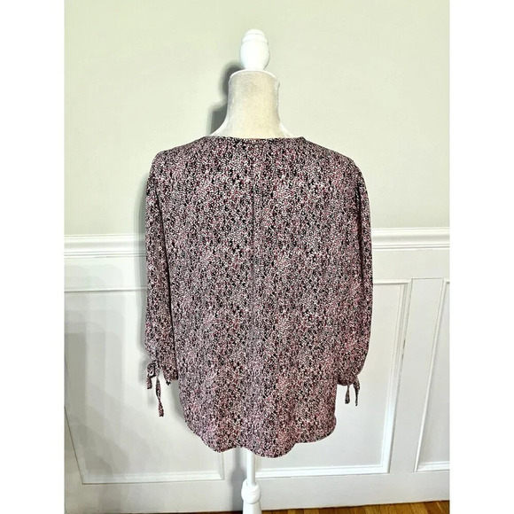 RENEE C. Dotted Tie Sleeve Blouse Pink Red XL - Picture 4 of 6